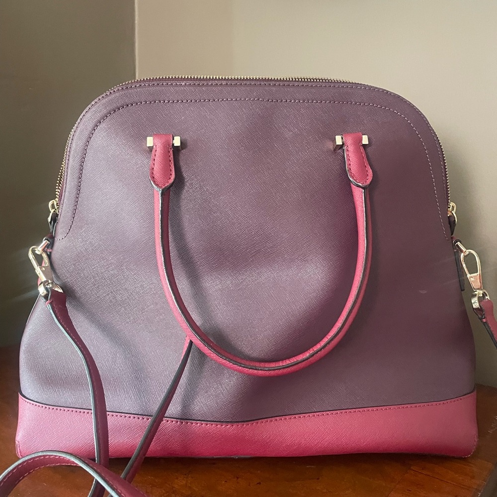 Gorgeous! Large burgundy Kate Spade tote with cross body strap. - Picture 3 of 5